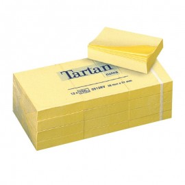 Piezīmju līmlapiņas TARTAN ar izmēru 38x51mm, dzeltenas, Iepak. (12 Gab.)